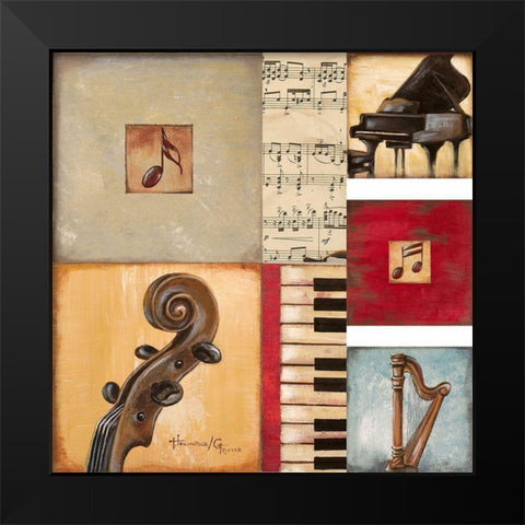 Music Black Modern Wood Framed Art Print by Hakimipour-Ritter
