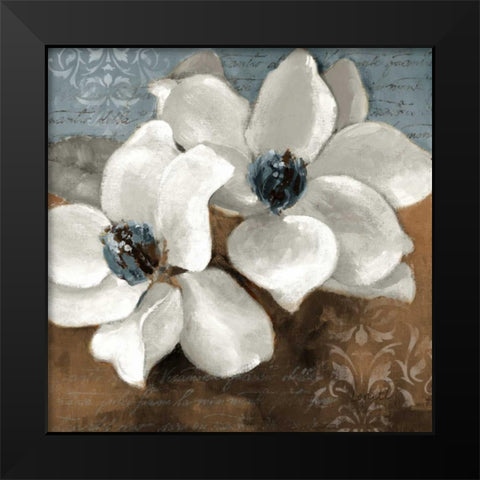 White Magnolias II Black Modern Wood Framed Art Print by Loreth, Lanie