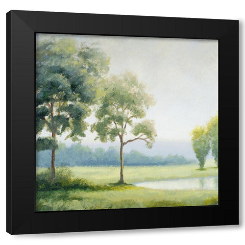 Green Land Square I Black Modern Wood Framed Art Print by Marcon, Michael