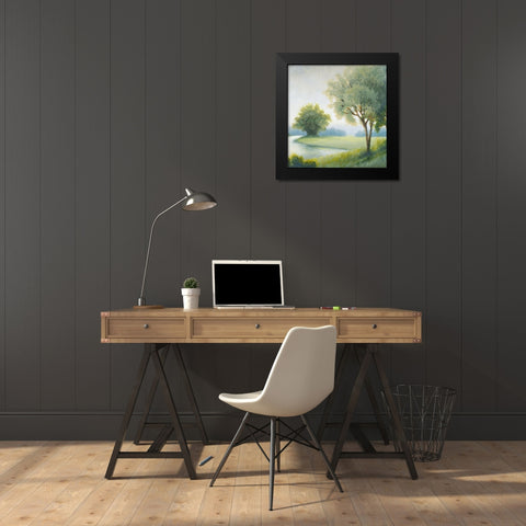 Green Land Square II Black Modern Wood Framed Art Print by Marcon, Michael