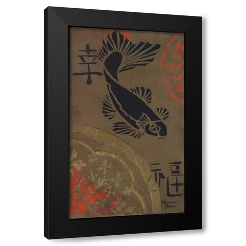 Koi Shield I Black Modern Wood Framed Art Print by Hakimipour-Ritter