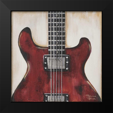 Fender - Red Guitar Black Modern Wood Framed Art Print by Hakimipour-Ritter