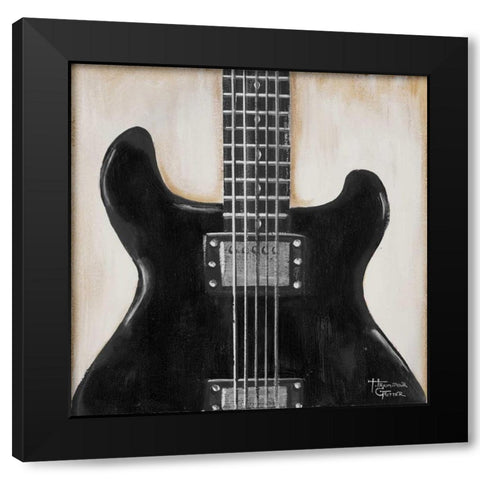 Black Guitar Black Modern Wood Framed Art Print by Hakimipour-Ritter