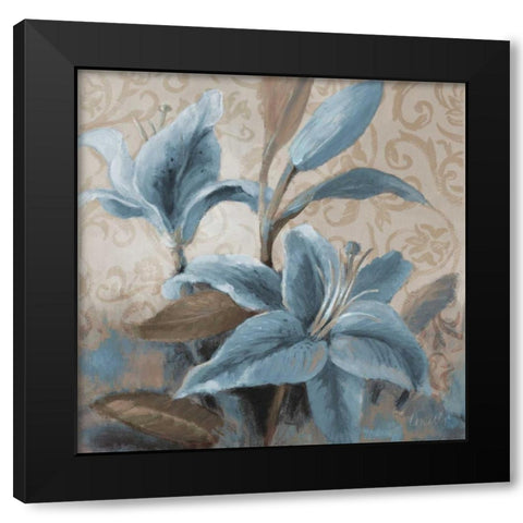 Soft Blue Blooms II Black Modern Wood Framed Art Print by Loreth, Lanie