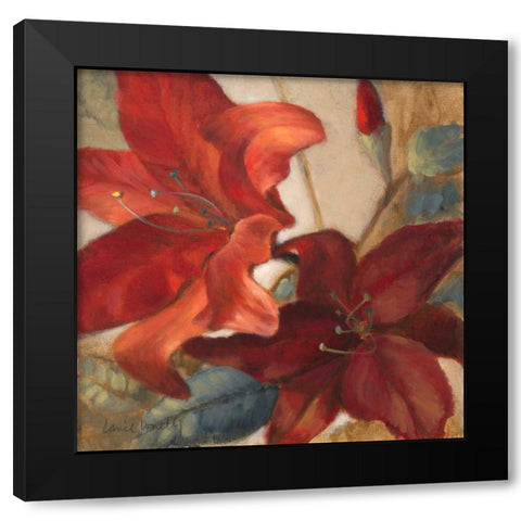 Crimson Fleurish I Black Modern Wood Framed Art Print with Double Matting by Loreth, Lanie