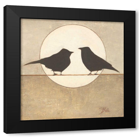 Birdies II Black Modern Wood Framed Art Print with Double Matting by Pinto, Patricia