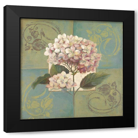 Hydrangeas on Green I Black Modern Wood Framed Art Print with Double Matting by Pinto, Patricia