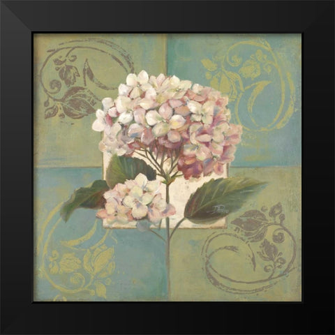 Hydrangeas on Green I Black Modern Wood Framed Art Print by Pinto, Patricia