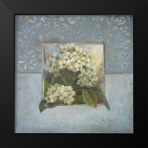 Hydrangeas on Blue II Black Modern Wood Framed Art Print by Pinto, Patricia