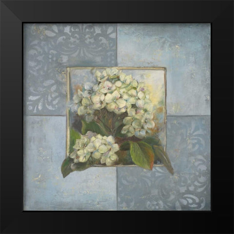 Hydrangeas on Blue II Black Modern Wood Framed Art Print by Pinto, Patricia