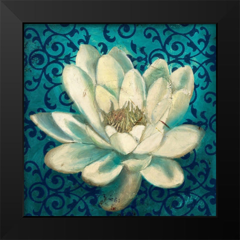 Water Lilly on Teal Black Modern Wood Framed Art Print by Pinto, Patricia