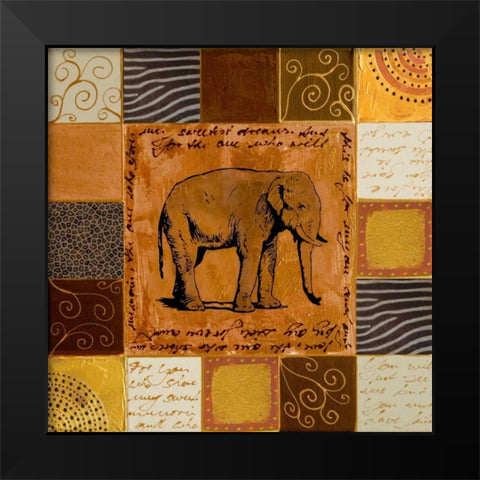 African Collage II Black Modern Wood Framed Art Print by Pinto, Patricia