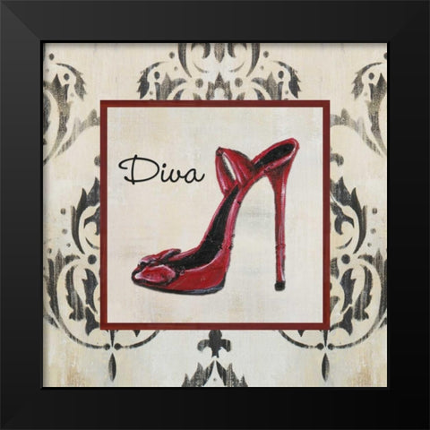 Diva Shoe Black Modern Wood Framed Art Print by Hakimipour-Ritter