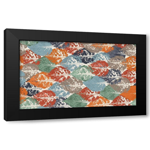 Otono Leaf Repetition Black Modern Wood Framed Art Print with Double Matting by Pinto, Patricia