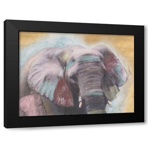 Pastel Elephant Black Modern Wood Framed Art Print with Double Matting by Pinto, Patricia