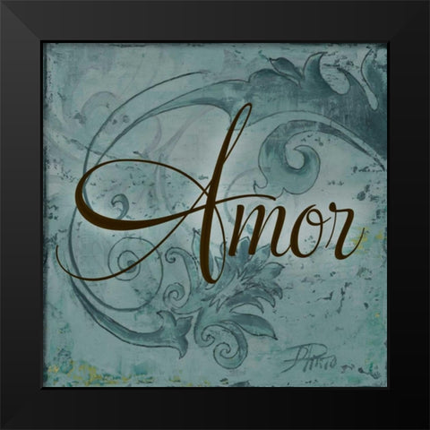 Amor Black Modern Wood Framed Art Print by Pinto, Patricia