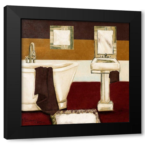 Sunday Bath in Red II Black Modern Wood Framed Art Print with Double Matting by Hakimipour-Ritter