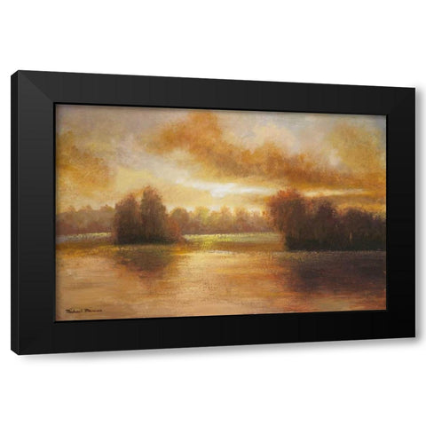 Golden Lake Glow I Black Modern Wood Framed Art Print with Double Matting by Marcon, Michael