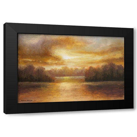 Golden Lake Glow II Black Modern Wood Framed Art Print with Double Matting by Marcon, Michael