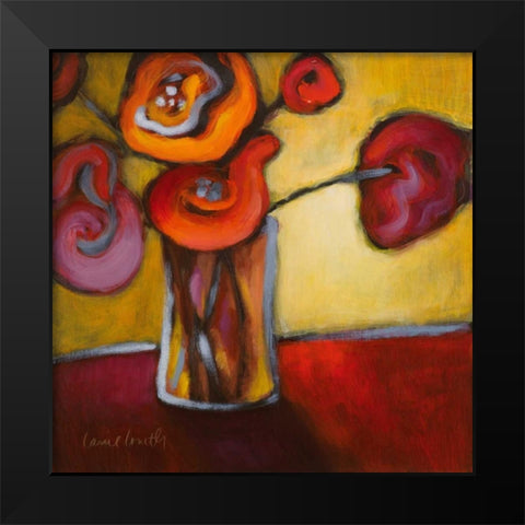 Red Poppies in a Vase Black Modern Wood Framed Art Print by Loreth, Lanie