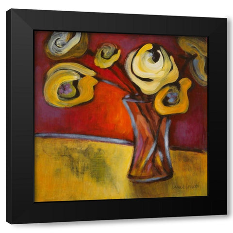 Yellow Poppies in a Vase Black Modern Wood Framed Art Print by Loreth, Lanie