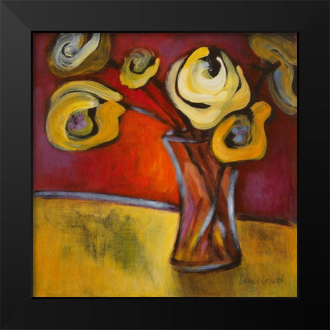 Yellow Poppies in a Vase Black Modern Wood Framed Art Print by Loreth, Lanie