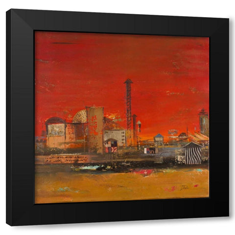 Crazy City I Black Modern Wood Framed Art Print by Pinto, Patricia