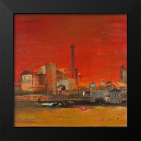 Crazy City I Black Modern Wood Framed Art Print by Pinto, Patricia