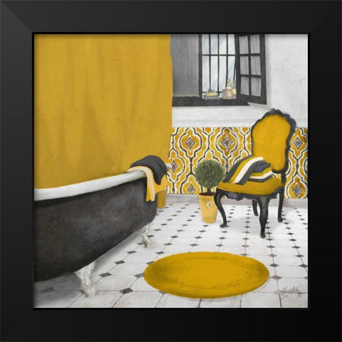 Sundance Bath I - yellow Black Modern Wood Framed Art Print by Medley, Elizabeth