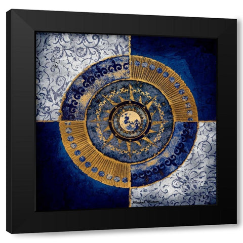 Gold and Sapphire Moon Dial II Black Modern Wood Framed Art Print by Marcon, Michael