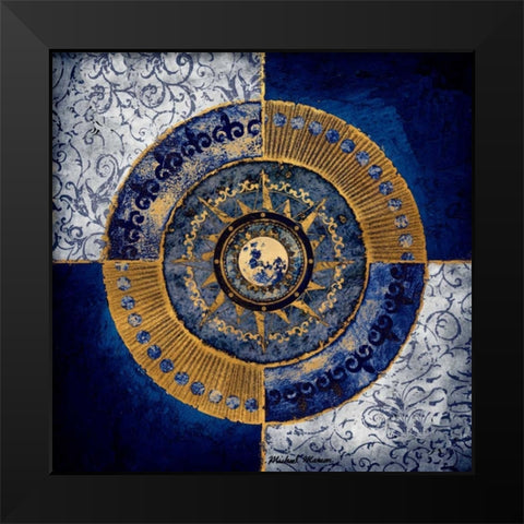 Gold and Sapphire Moon Dial II Black Modern Wood Framed Art Print by Marcon, Michael