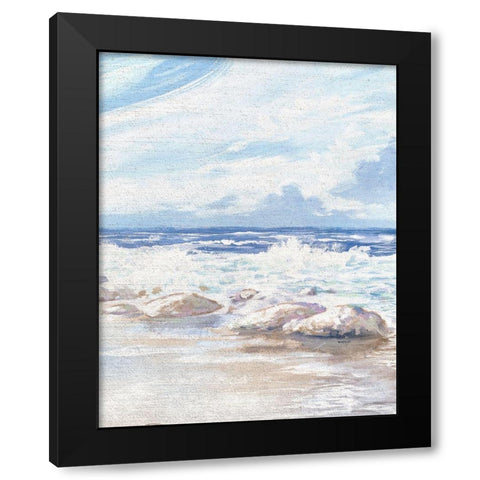 Crashing Waves Black Modern Wood Framed Art Print by Kingsley