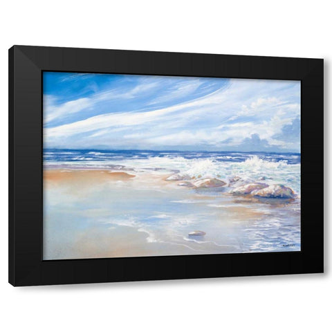 Beach Black Modern Wood Framed Art Print by Kingsley