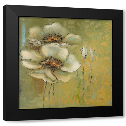 The Green Flowers I Black Modern Wood Framed Art Print by Pinto, Patricia