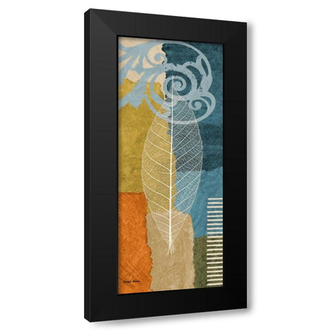 Blue Leaf II Black Modern Wood Framed Art Print by Marcon, Michael