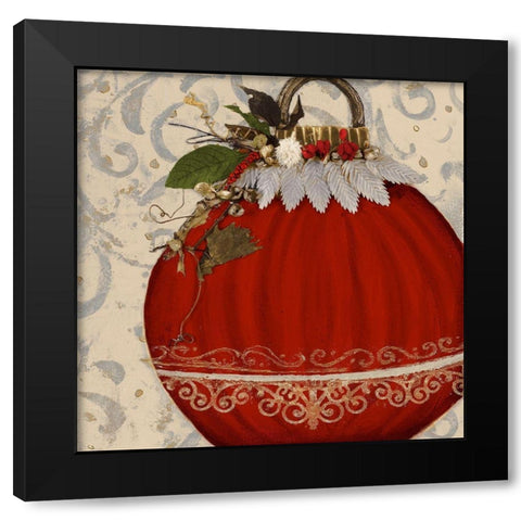 Red Ornament II Black Modern Wood Framed Art Print by Pinto, Patricia