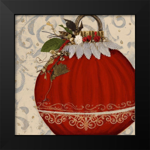 Red Ornament II Black Modern Wood Framed Art Print by Pinto, Patricia