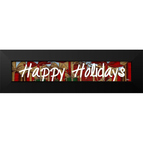 Happy Holiday with Presents Black Modern Wood Framed Art Print by Pinto, Patricia