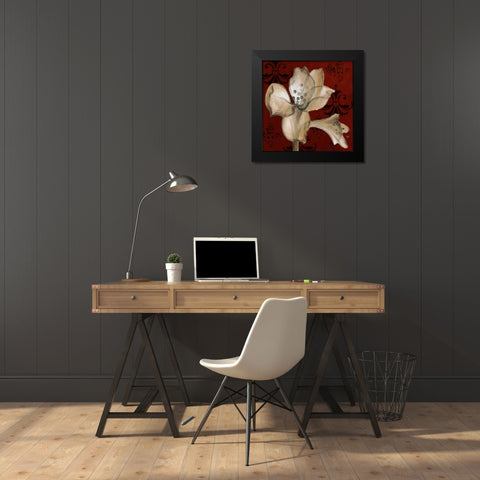 Amaryllis on Red I Black Modern Wood Framed Art Print by Loreth, Lanie