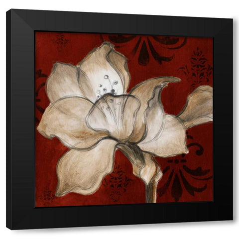 Amaryllis on Red II Black Modern Wood Framed Art Print with Double Matting by Loreth, Lanie