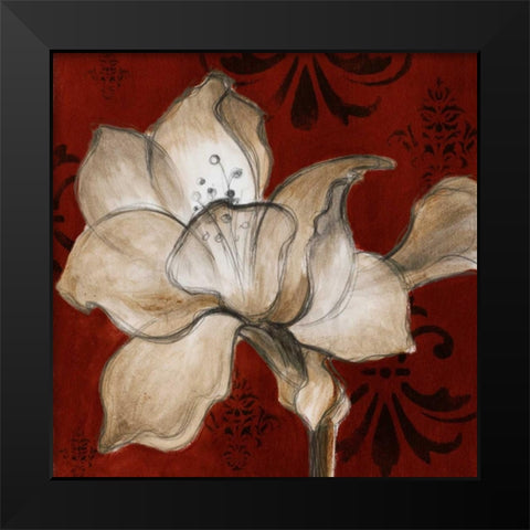Amaryllis on Red II Black Modern Wood Framed Art Print by Loreth, Lanie