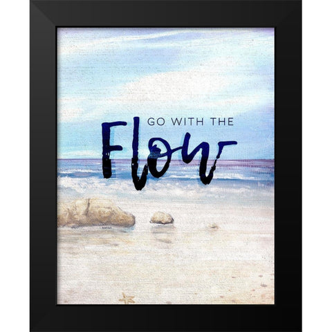 Go with the Flow Black Modern Wood Framed Art Print by Kingsley