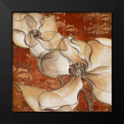 Whispering Magnolia on Red II Black Modern Wood Framed Art Print by Loreth, Lanie
