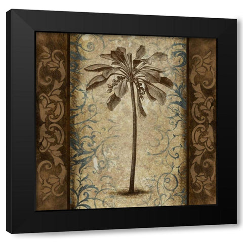 Palm Square II Black Modern Wood Framed Art Print with Double Matting by Marcon, Michael