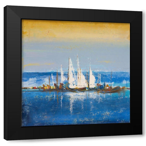 Blue Ocean II Black Modern Wood Framed Art Print with Double Matting by Pinto, Patricia