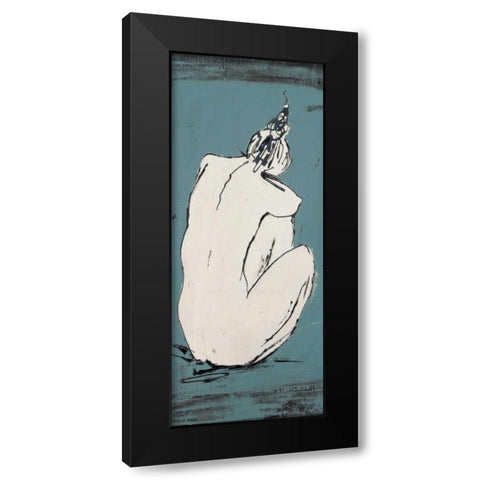 Nude Sketch on Blue I Black Modern Wood Framed Art Print with Double Matting by Pinto, Patricia