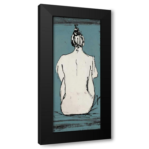 Nude Sketch on Blue II Black Modern Wood Framed Art Print by Pinto, Patricia