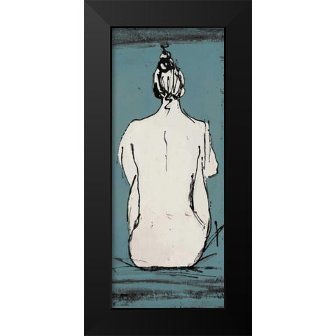 Nude Sketch on Blue II Black Modern Wood Framed Art Print by Pinto, Patricia