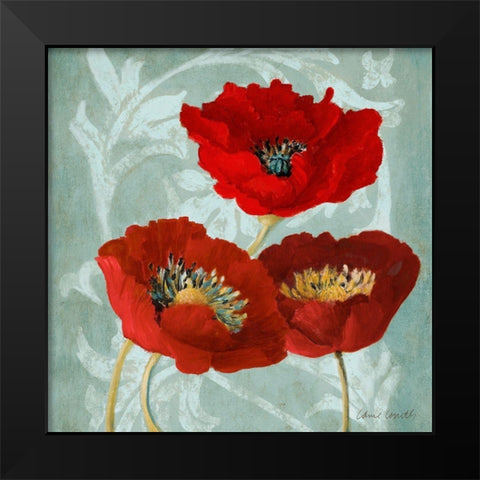 Rouge Pavots II Black Modern Wood Framed Art Print by Loreth, Lanie