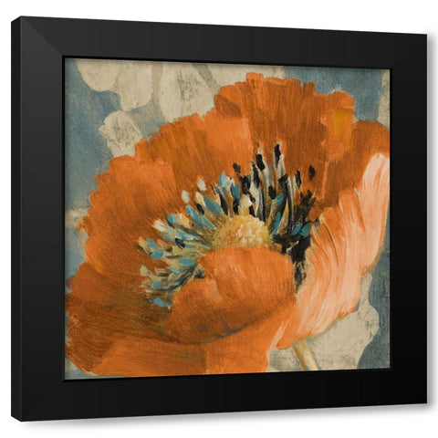 Orange Poppy Black Modern Wood Framed Art Print with Double Matting by Loreth, Lanie